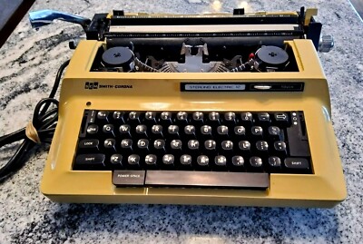Vintage Smith Corona Sterling Electric 12 Typewriter, 3LMC, Yellow