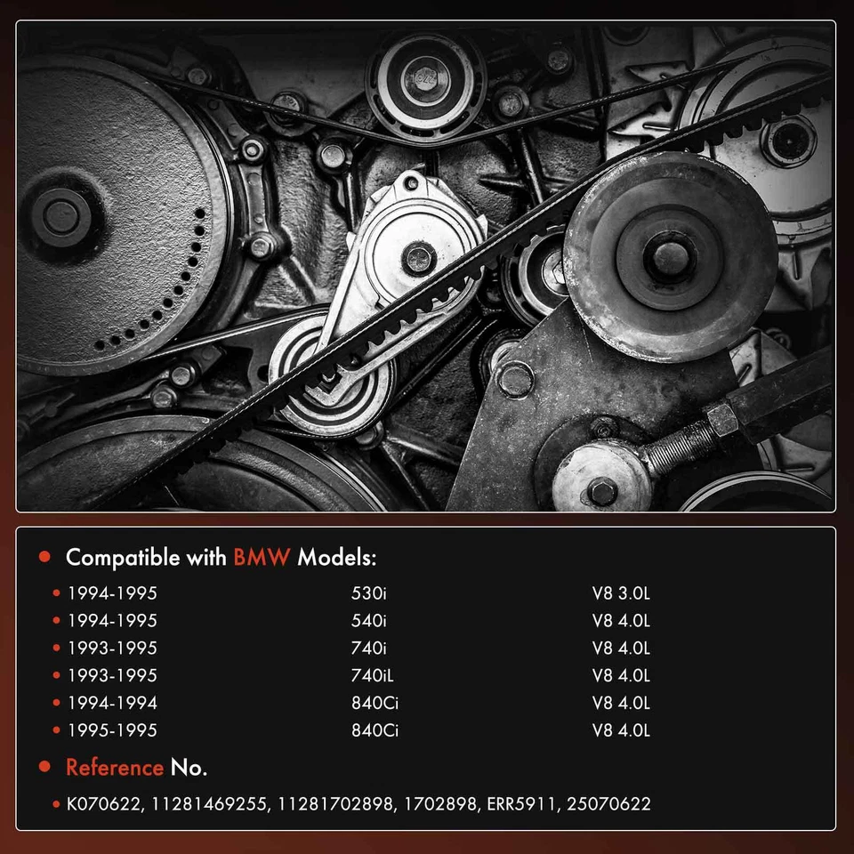 Cinturón Serpentine 62.2" para BMW 530i 1994-1995 540i 740i 740iL 840Ci V8 3.0L 4.0L Foto 2 de 4