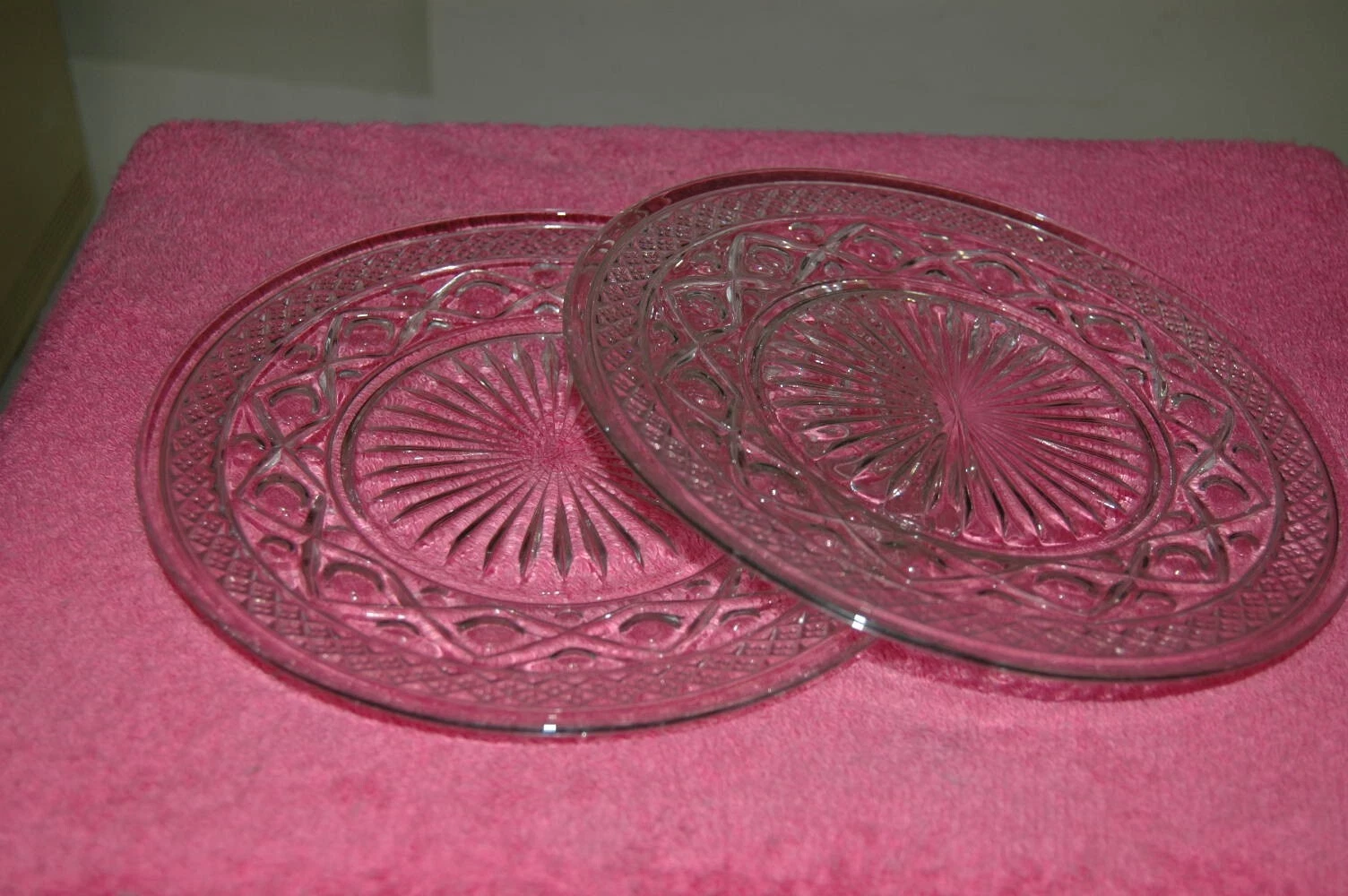 Lot of 6 8 Inch Clear Pressed Sandwich Glass Plate Vintage