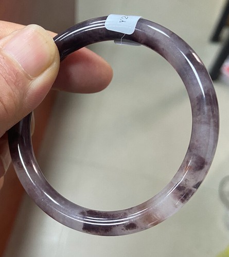 Certified Grade A Lavender Purple Golden silk jade Bangle Bracelet 54mm 6594 - Picture 4 of 4