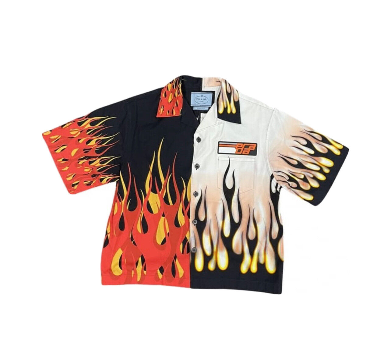 Prada Flames Double Match Bowling Shirt Button Up SS20 2020 SIZE XL RARE