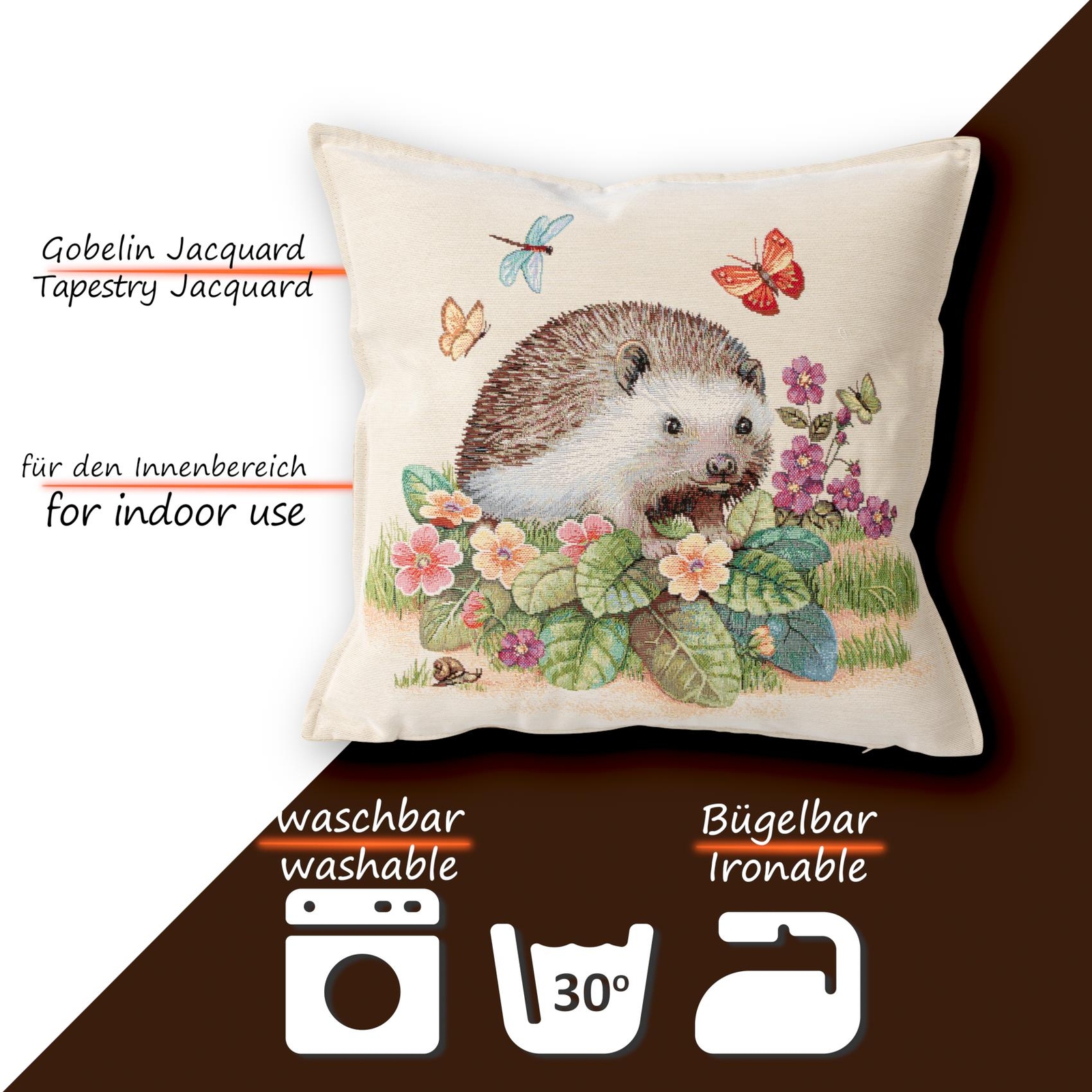 Kissenhülle Kissenbezug Dekokissen Zierkissen Gobelin TiereBlumen Dekoratiion