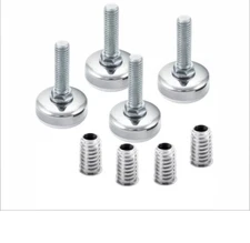 POWERTEC 4PK Furniture Levelers 3/8 Inch 16 with Threaded Inserts White 71189