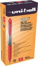 Uni-ball Gel RT Medium Point Retractable Pens, 12 Red Ink Pens (65942) 1 DZ.