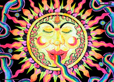 UV Backdrop Schwarzlicht Psychedelisch Kunst Wandbehang Psy Goa Deko Neon Banner