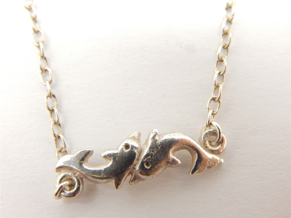 Cute Cute Cute Sterling Silver Double Dolphin Anklet 9 1/2