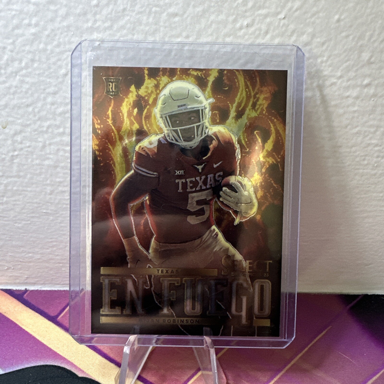 2023 Panini Select Draft Picks Bijan Robinson En Fuego Rookie RC #EF-BR