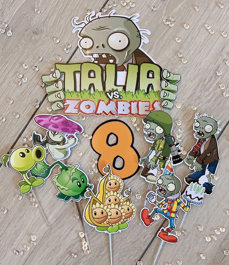 Plants vs Zombies Themed Cake Toppers Personalised With Name & Age