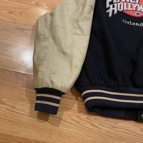 Vintage Planet Hollywood Orlando Varsity Bomber Jacket Wool Leather Size Small - Picture 13 of 15