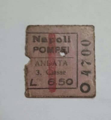 TICKET TRAIN ITALIE NAPOLI POMPEI 3 CLASSE DES ANNEES 30 - Photo 1/2