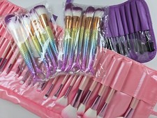41 PCS Makeup Brushes with Pouches - Pink Purple Multi-color 4 sets