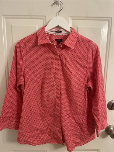 Talbots Womens Blouse  Color Hidden Buttons 3/4  Sleeve Salmon Size 12 - Bild 1 von 5