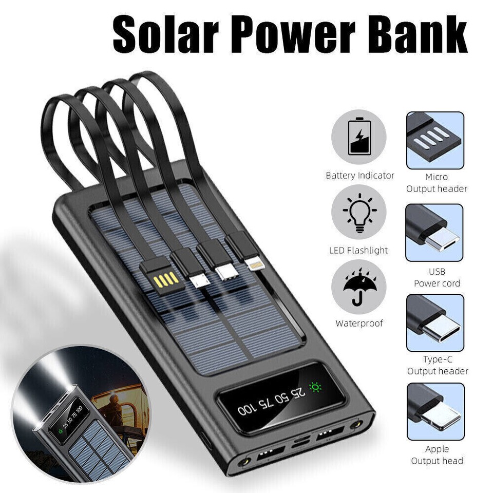 Portable 9000000mAh Solar Power Bank Fast Charger Battery Pack for