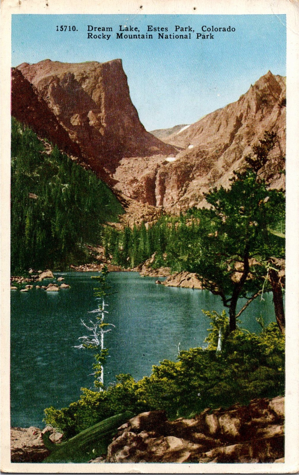 GOLDPATH US POSTCARD 1934 LONGS PEAK,CO.DREAM LAKE,ESTES PARK CV616