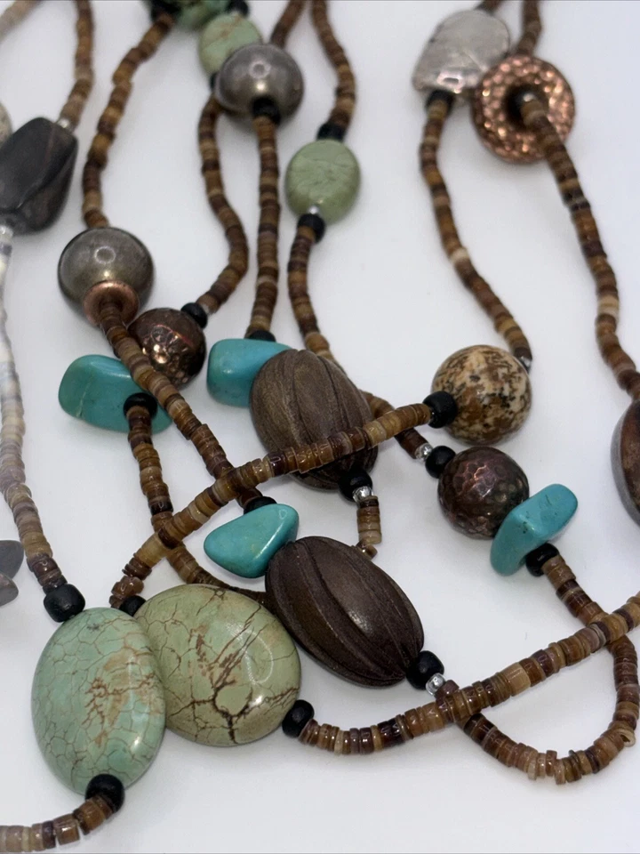 Collar Silpada Retirado N1569 60 Pulgadas Plata de Ley, Turquesa, Cobre, Concha Foto 4 de 4