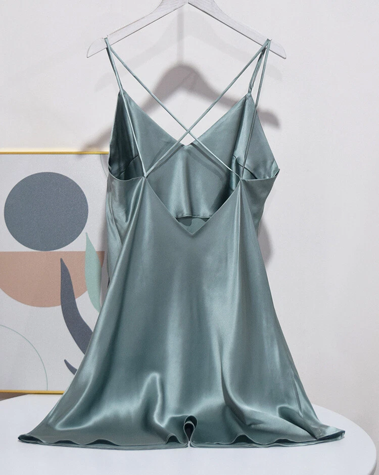 Sexy vestido para dormir de seda 100 % pura morera seda quimise sin cordones solo nuevo para mujer Foto 2 de 4