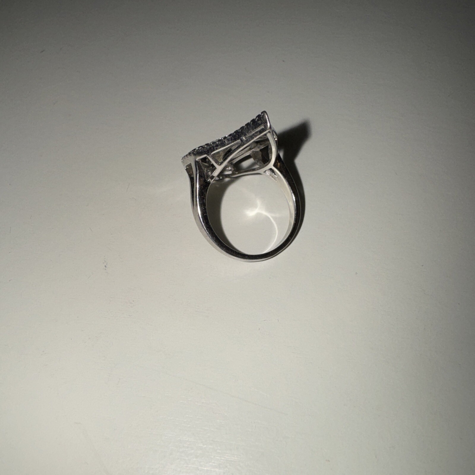 Solid Sterling Silver CZ Crown Teardrop Knuckle R… - image 3