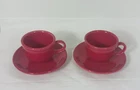 Set Of 2 Fiestaware Scarlet Red Coffee Tea Cups & Saucers Homer Laughlin Fiesta