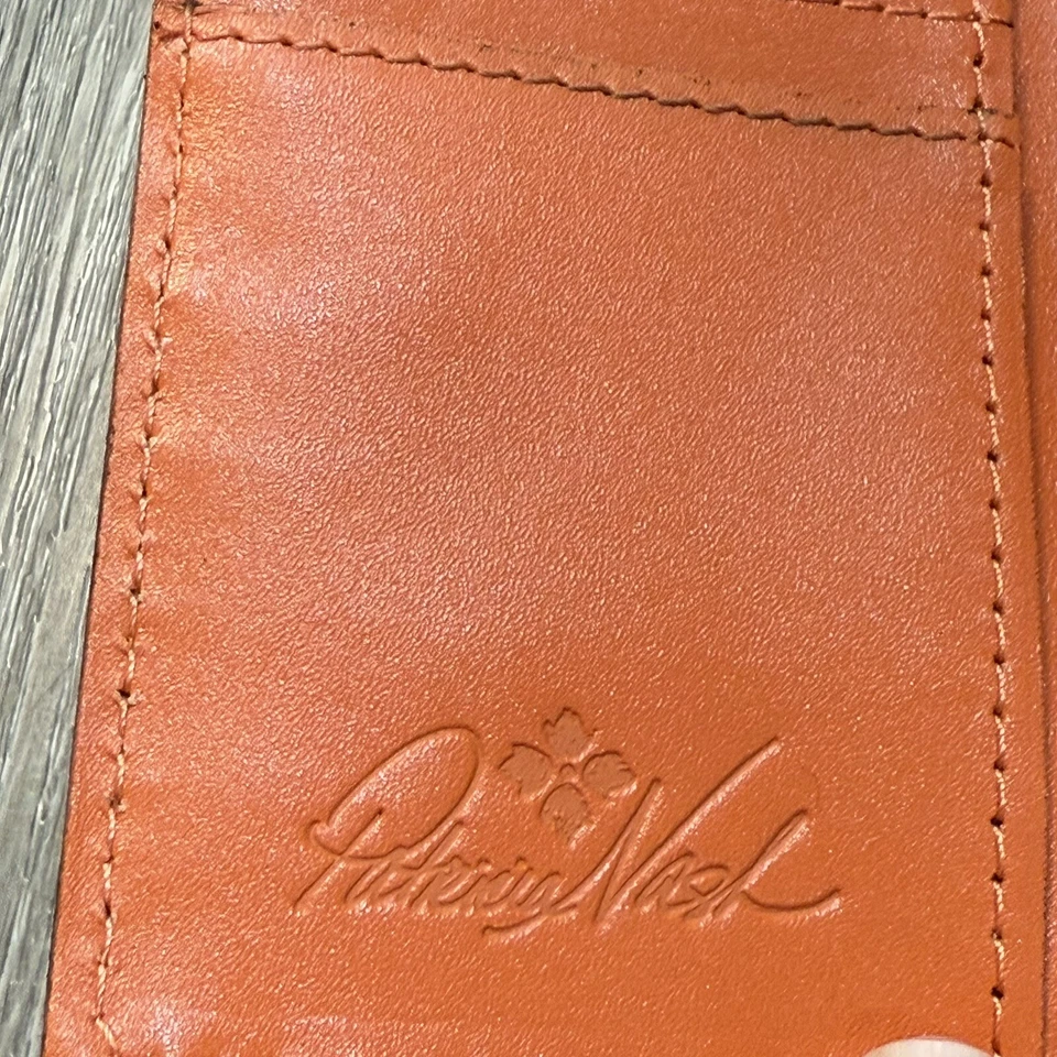 Patricia Nash Tooled Nazari Bifold Wallet Holder Cinnamon Orange Zip Snap Floral - Image 3 of 4