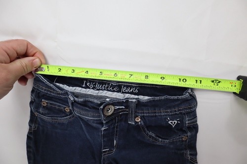 I love justice Girls Youth Size 10R Dark Wash Stretch Straight Denim Blue Jeans - Picture 2 of 12
