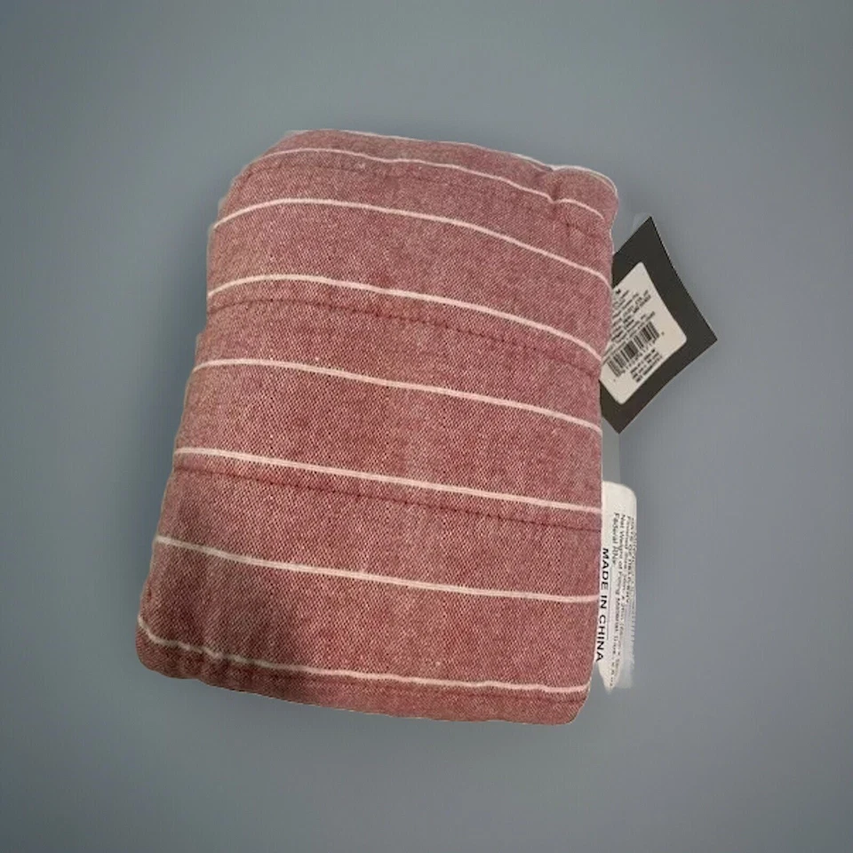 Umbral Franela Rayas Bayas Estándar Almohada Falsa Nuevo Rojo 100% Algodón 26x26 Foto 2 de 4