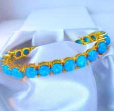 SCHÖNES ARMBAND BLAU FEUEROPAL GELBVERGOLDET