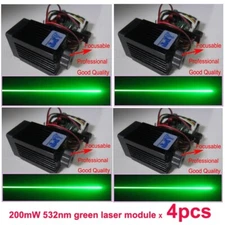 4pcs Focusable 12V 200mW 532nm green laser module continuous/long life/TTL/DIY