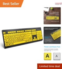 High Visibility Large Print Wired Keyboard for Elderly & Visually Impaired Users