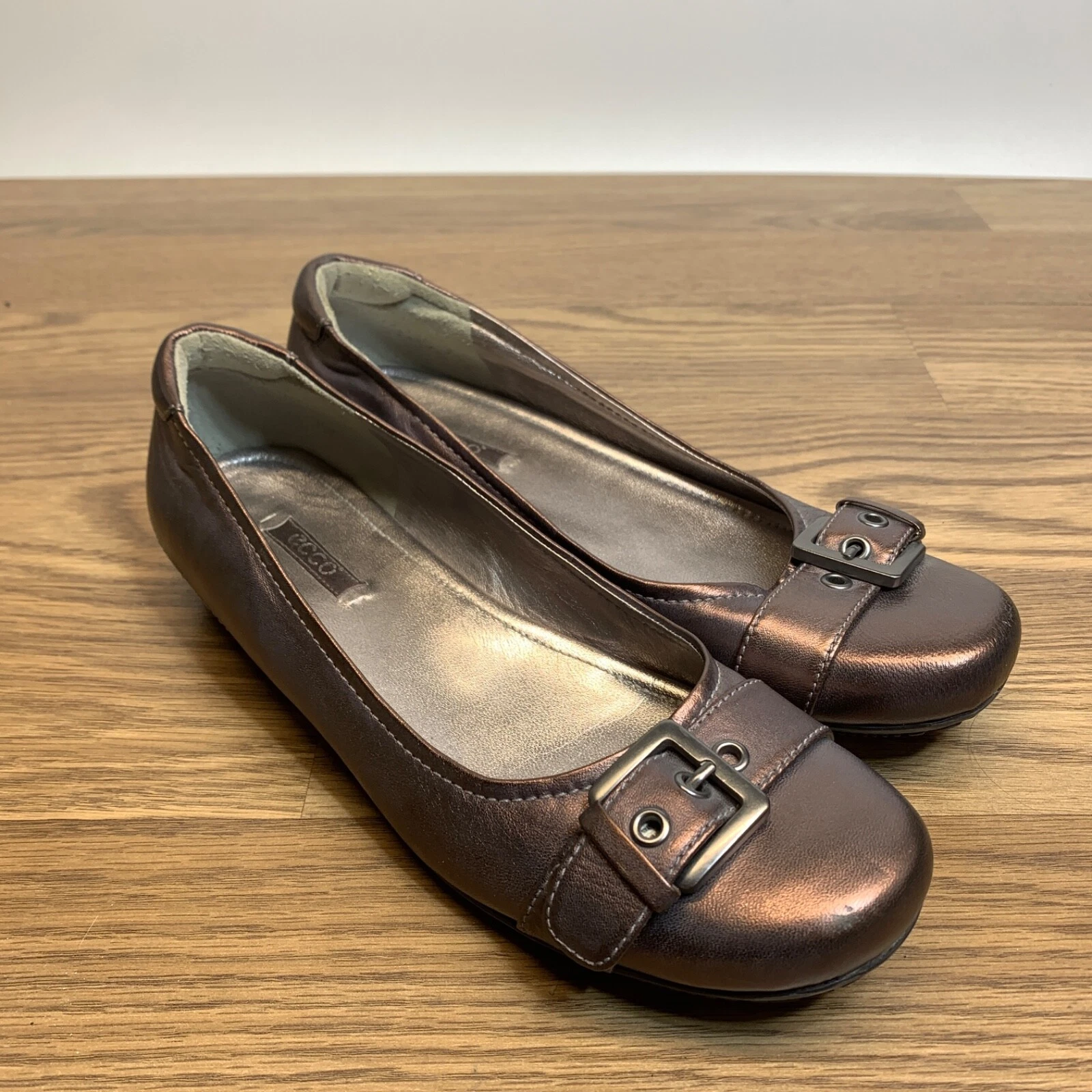 Scarpe basse comode Ecco donna pelle oro rosa metallizzato misura 39 US 8