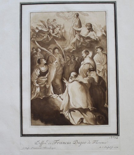 1780 Etching Aquatint after FRANCIABIGIO by MARIA CATHARINA PRESTEL large