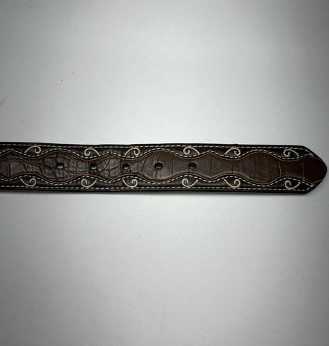 Ariat Womens Cross Studded Leather Belt Brown Bronze Silver Tone Buckle Sz M - Picture 8 of 15