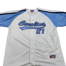 Carolina Jersey Shirt Mens 2XL White Blue Raglan Button Baseball J Plus City 07