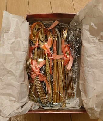 Rostfrei 32-teiliges Besteckset für 6 Personen goldfarben - Edelstahl - Geschenkset
