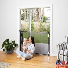 Retractable Baby Gate Safety Barrier Indoor Outdoor Use Infants & Pets