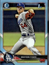 2018 Bowman Chrome Braydon Fisher #BDC-82 Sky Blue Refractor 156/402 Dodgers RC