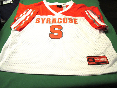 NWT $50 SYRACUSE UNIVERSITY ORANGE WOMENS S/S CROPPED JERSEY WHITE/ORANGE LARGE