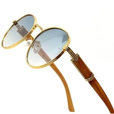 Round Sunglasses Gold Frame Lens Fashion Shades Hip Hop Style Trendy Lentes New