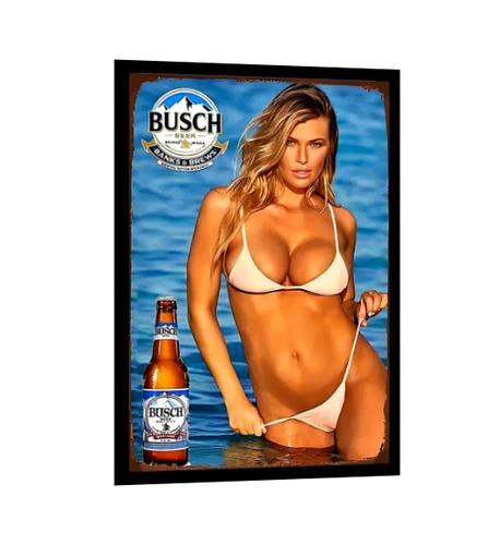 Busch Beer Adult Sticker Sign Beautiful Sex Sandy Blonde With Tan Body 4 Sizes