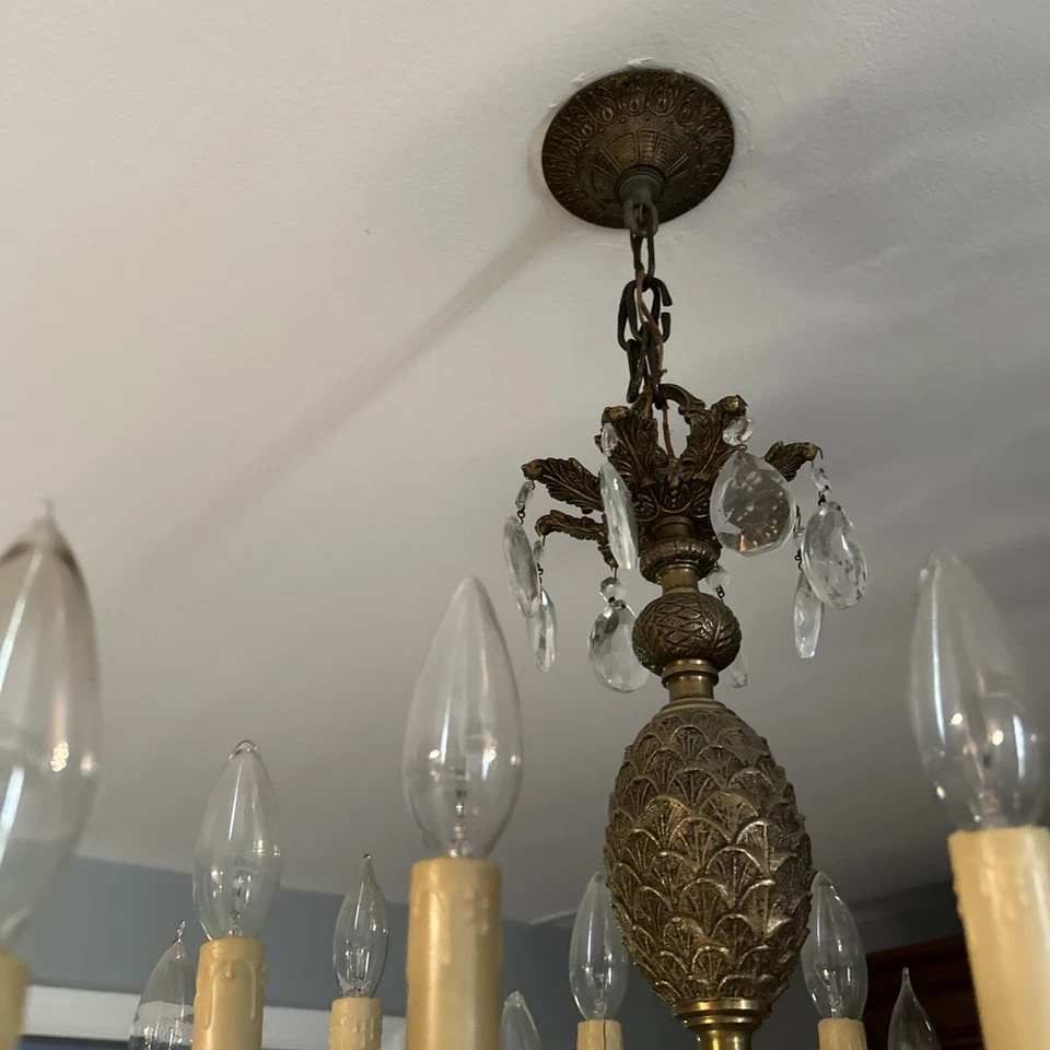 ELEGANT! Vintage ITALY, 34x26” BRONZE, 16 Light CHANDELIER Crystal - Image 2 of 4