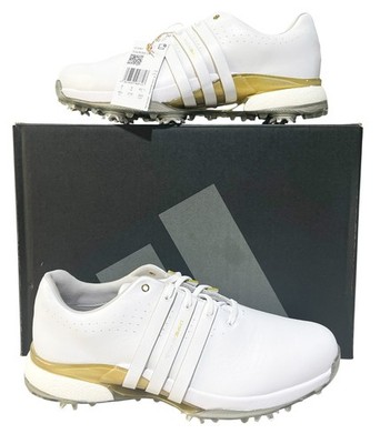 Adidas Tour360 24 White / Gold Golf Shoes IE3367 Men's Size 9.5 Euro Sz 43.5 New