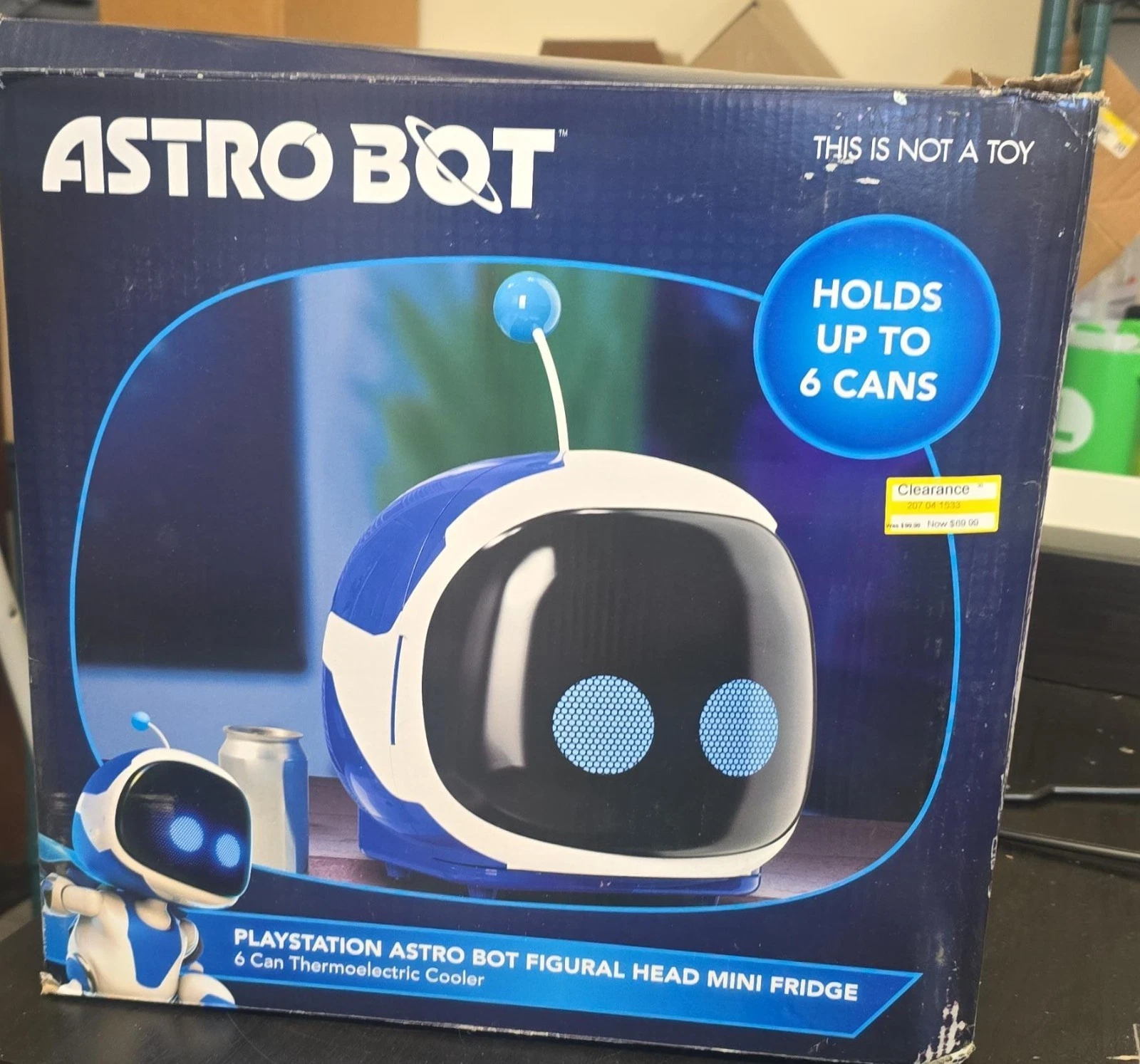 Astro Bot Figural Head Mini Fridge Portable Gaming Beverage Cooler