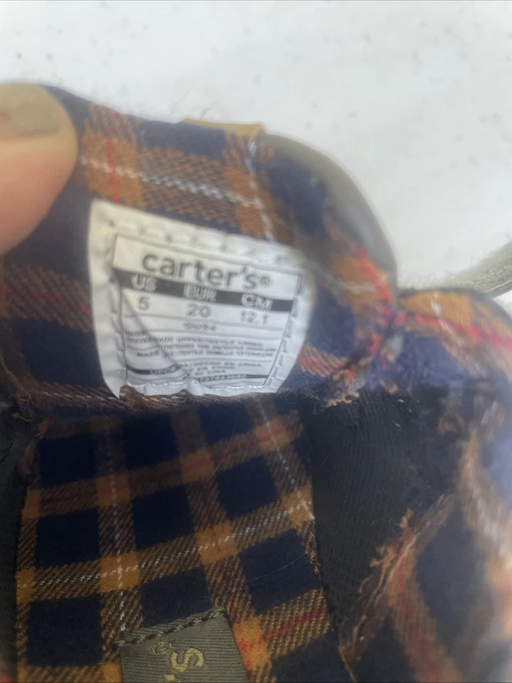 Carters Toddler Boy Shoes Taupe Grey Brown Size 5 - Image 2 of 4