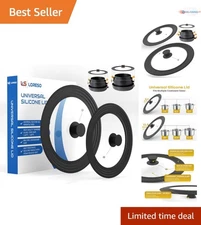 Universal Pot and Pan Lids Set 2 Black Tempered Glass Sizes 7-12 Inches