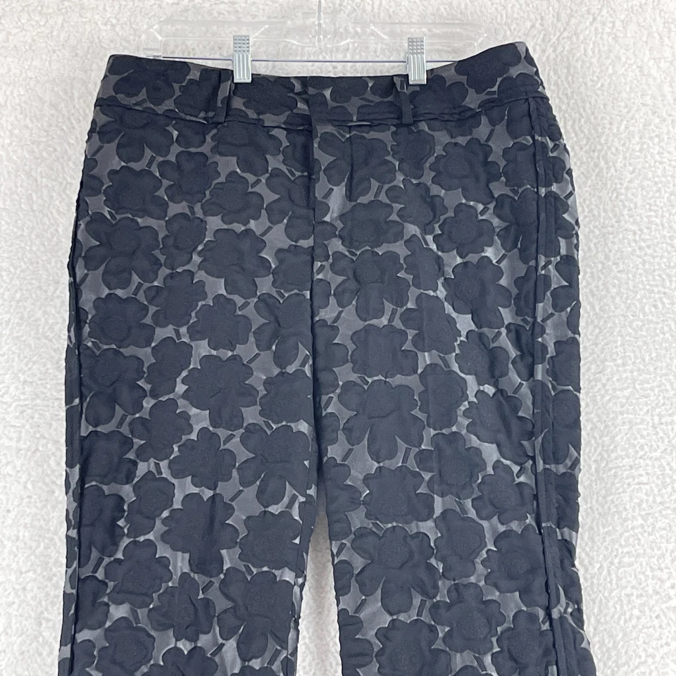 Pantalones de pierna ancha Marni negros florales de jacquard para mujer hechos en Italia tiro medio talla 6 Foto 2 de 4