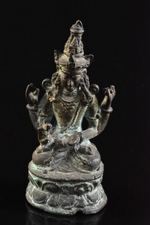 R7438: Japanese Copper BUDDHIST STATUE sculpture Ornament Buddhist art