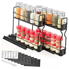 SpaceAid Pull Out Spice Rack Organizer for Cabinet, Two 2"W Drawers, 2-Tier