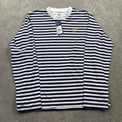 Adidas x Human Made Long Sleeve Tee Mens Size M White Navy Striped GM4267