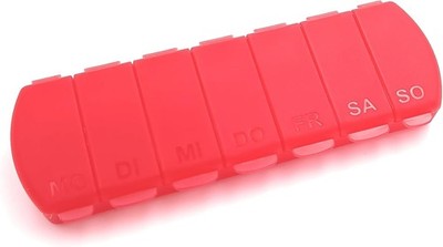 - Tablettenbox für 7 Tage, Tablettendose, Pillenbox mit getrennten Fächern - rot
