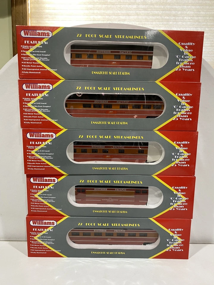 Williams Southern Pacific 72" Scale Aluminium Streamliners 5 Wagen Set LN #STR211