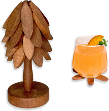 UPC 717604016664 product image for Wooden Tree-Shaped Coasters Set for Coffee Table, Kitchen | upcitemdb.com